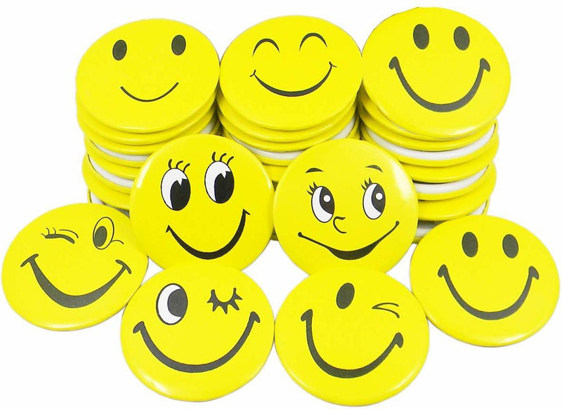 D'Mega Mart Smiley Face Expressions 15 Button Pins Badge(Yellow)