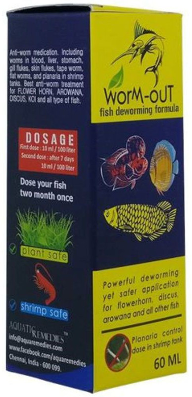 AQUATIC REMEDIES Worm-Out Fish Deworming Formula 60ml Aquatic Plant Fertilizer(60 ml)