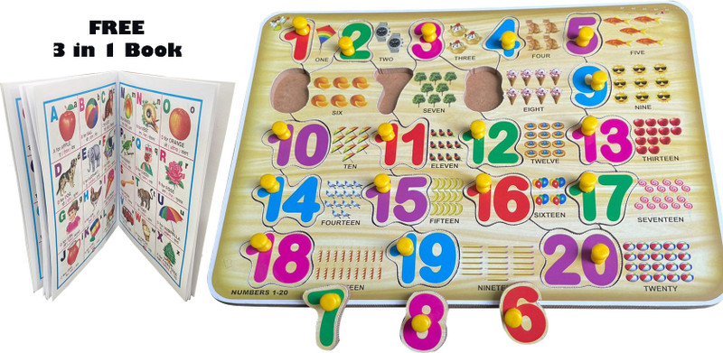 blue seed Educational Learning Toys Jigsaw Puzzle 1-20 Counting Board in Book For Play&Fun(Beige, Multicolor)