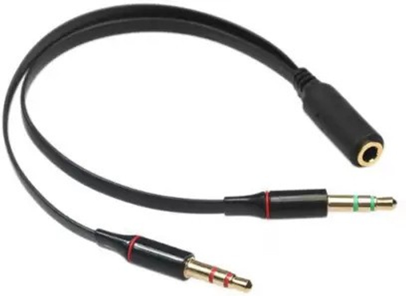 Welzone Black Plated 3.5mm Aux 2 Male To 1 Female EP Stereo Jack Phone Converter(2 male to 1 female)