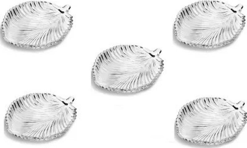 DULARIYA Glass Serving Dry Fruits, Sweets. Leaf Shape Tray Quarter Plate (Pack of: 4) Tray(Pack of 4)