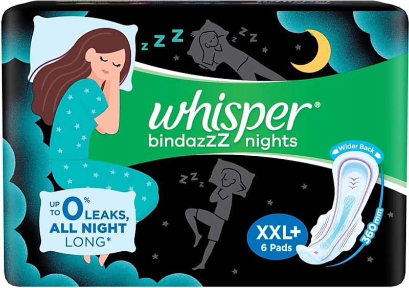 Whisper Nights XXL+ ( 6 PAD ) All night Sanitary Pad