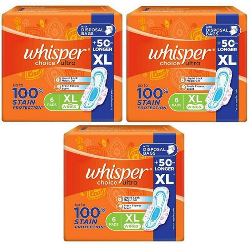 Whisper CHOICE ULTRA XL 280 mm - 6+6 Sanitary Pad(Pack of 2)