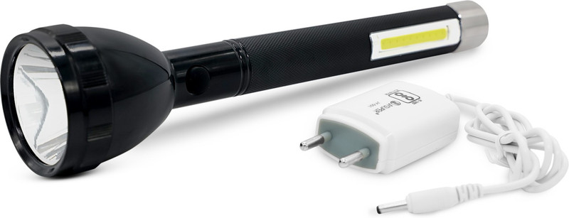 awza Dual Mode Power Full Led USB Rechargeable Long Range Up to 1Km with Desk light 12 hrs Torch Emergency Light(Black)