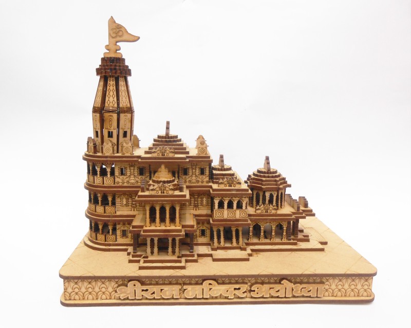 Crafty Ram Mandir Model 3D Ram darbar Wooden Decorative Ram mandir Decorative Showpiece - 20 cm(Wood, Brown)