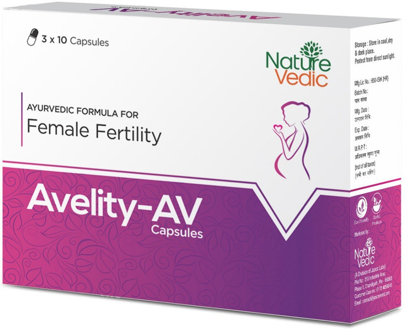 Nature Vedic Avelity - Av Female Fertility Capsules with Putrajeevak & Shivlingi | 30 caps(30 Capsules)
