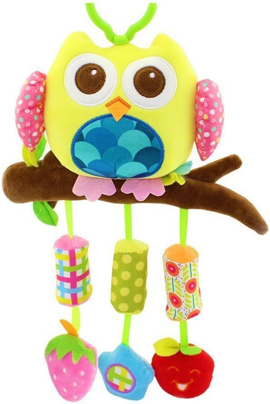 BABY STATION Baby Crib & Stroller Plush Playing Toy Car Hanging Rattles (Yellow Owl)(Yellow)