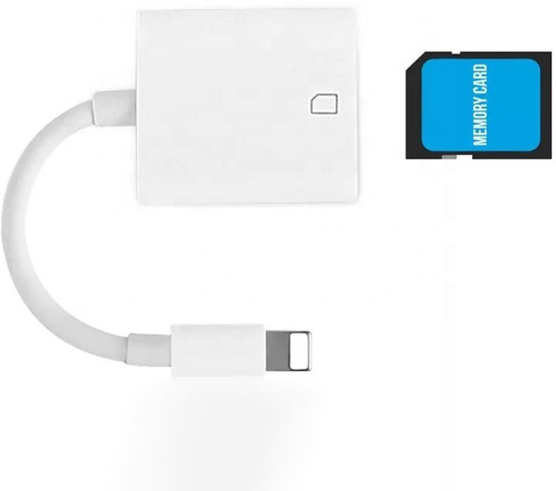 microware White Lightning to SD Card Reader Adapter for iPad Phone Converter(iPad)