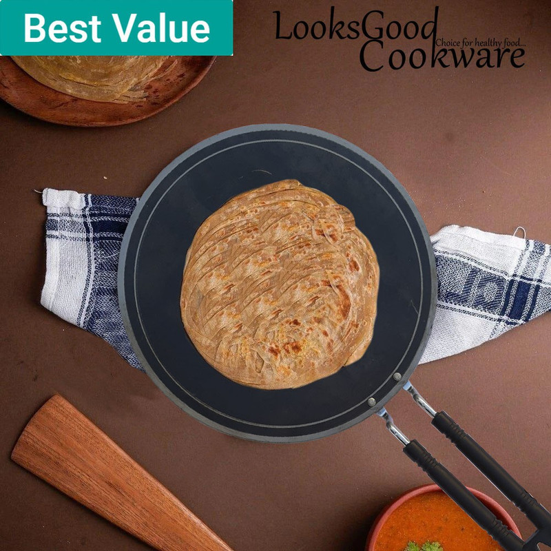 LooksGood Heavy Quality Steel Handle Tawa / heavy quality tawa/Paratha tawa/roti tawa etc. Tawa 24.5 cm diameter(Iron)