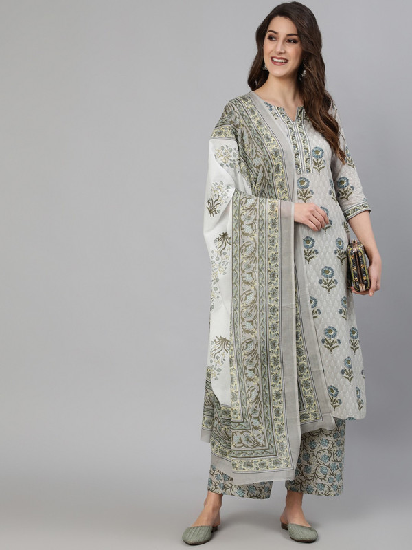 Nayo Floral Print Kurta, Palazzo & Dupatta Set