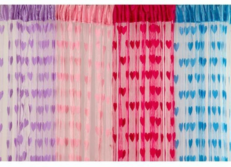 GP 213 cm (7 ft) Door Polyester Transparent Curtain (Pack Of 4)(Multicolor, Striped)