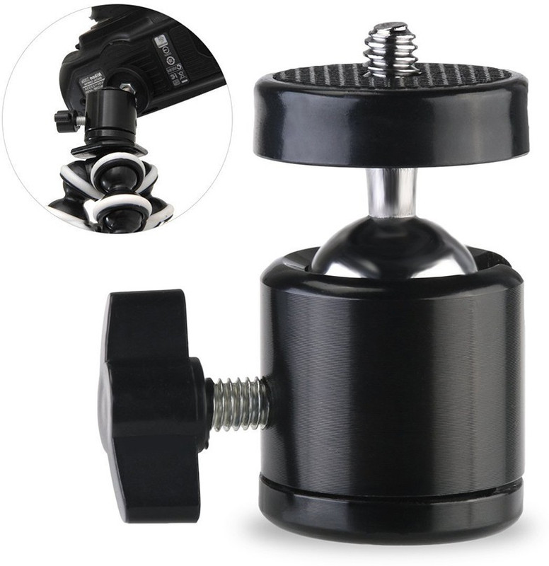 SOJUBA Swivel 1/4"Screw Tripod Ball Head Bracket Holder 360Degree for Camera,Ring Light Tripod, Tripod Ball Head, Monopod, Monopod Kit, Tripod Bracket, Tripod Clamp, Tripod Kit(Black, Supports Up to 800 g)