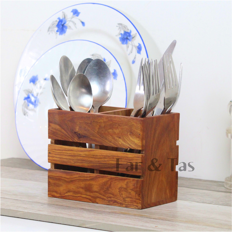 Far and Tas Empty Cutlery Holder Case(Brown Holds 20 Pieces)