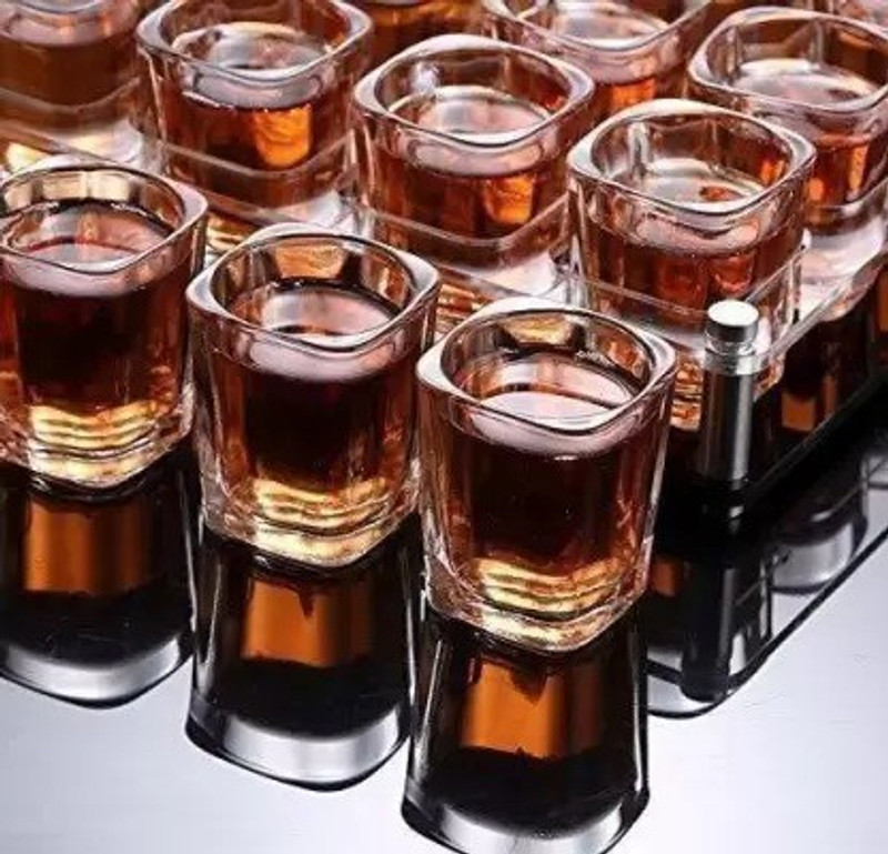 DULARIYA (Pack of 12) Square Shape Transparent Glass set (Pack of 12,70 ml) Glass Whisky Glass(70 ml, Glass, Clear)
