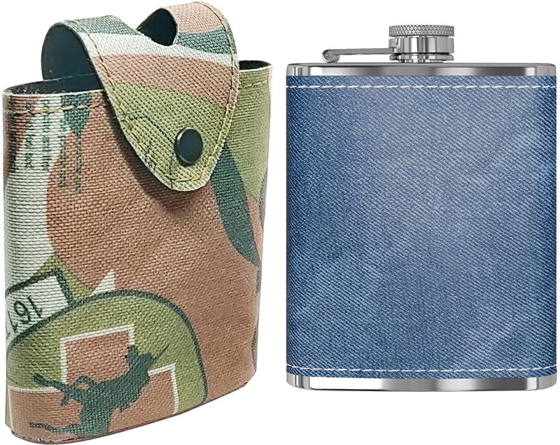 Nexshop ™8oz 1155 Blue Flask with JP Cover For Drink Storage Easy Pocket Size Stainless Steel Hip Flask(237 ml)