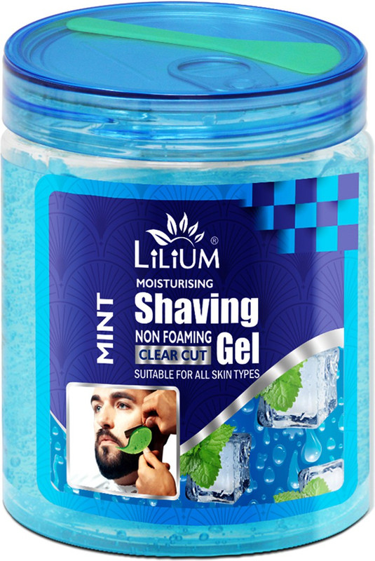 LILIUM Moisturizing Mint Shaving Gel, Non Foaming, Clear Cut, Transparent Formula(500 ml)