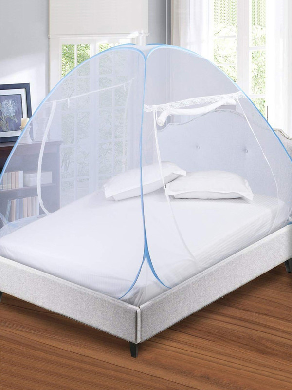 Netmates Poly Cotton Mosquito Net Foldable for Double/King Bed Machardani Cotton Washable Kids Mosquito Net(White, Tent)