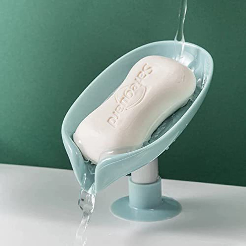 trendsetters creation Leaf Shape Suction Draining Soap Dish Holder Bathroom Kitchen Bathtub Washbasins(Multicolor)