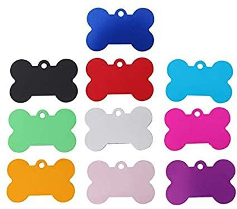 PupsPets Bone Shaped Name Colour Full Tags Embellished Dog Collar Charm(Pink, Other)