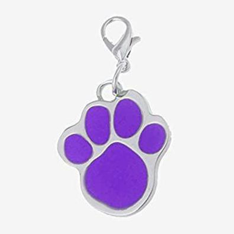 PupsPets Paw Footprint Shape Collar Tag Cum Pendant for Dog / Puppy Embellished Dog Collar Charm(purple, silver, Other)