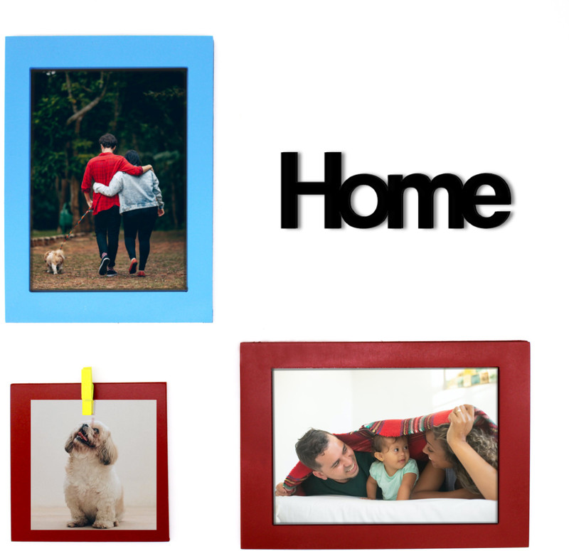 VAH Wooden Individual Photo Frame With Home MDF Plaque Set of 3 Picture frames 45 inch Normal Photo Frame(Multicolor)