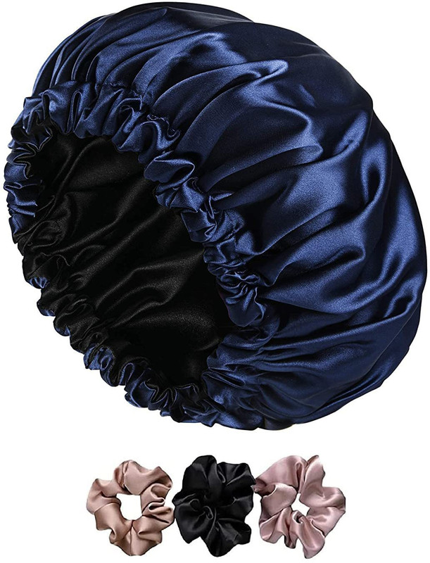 Jay Nagnath fab Satin Silk Hair Bonnet cap with 3 Primium Silk Satin Scrunchies