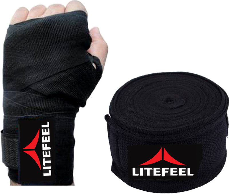 LITE FEEL Hand Wrap For Workout Boxing And Wrist Pain Gym & Fitness Gloves(Black)