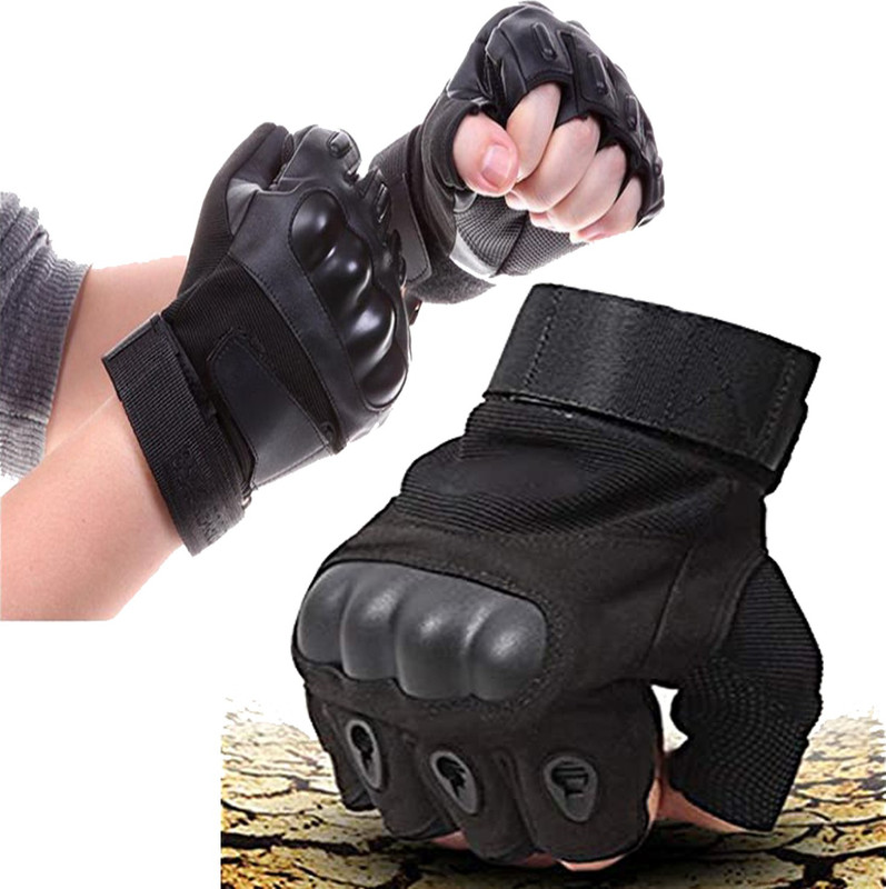 DreamPalace India Tactical Half Finger Gloves For Sports, Hard Knuckle, Arm Shooting Riding Gloves(Black)