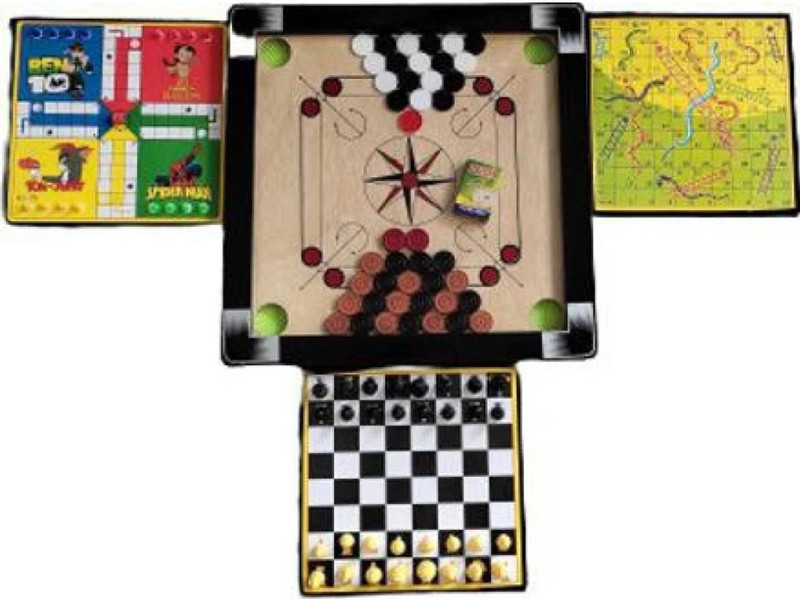 GOLS Carrom Board size 20X20 with Ludo,Chess ,Snake & Ladder Board with chess board 6 cm Carrom Board(Multicolor)
