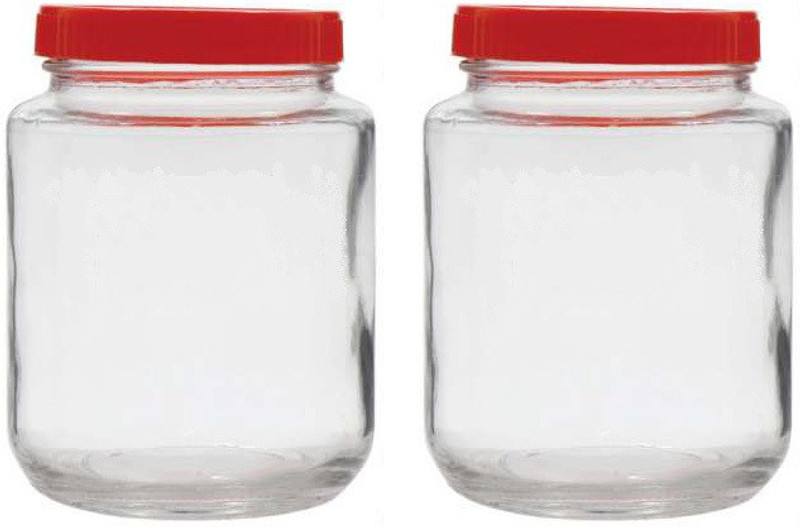 VINAR Glass Pickle Jar - 2000 ml(Pack of 2, Clear)