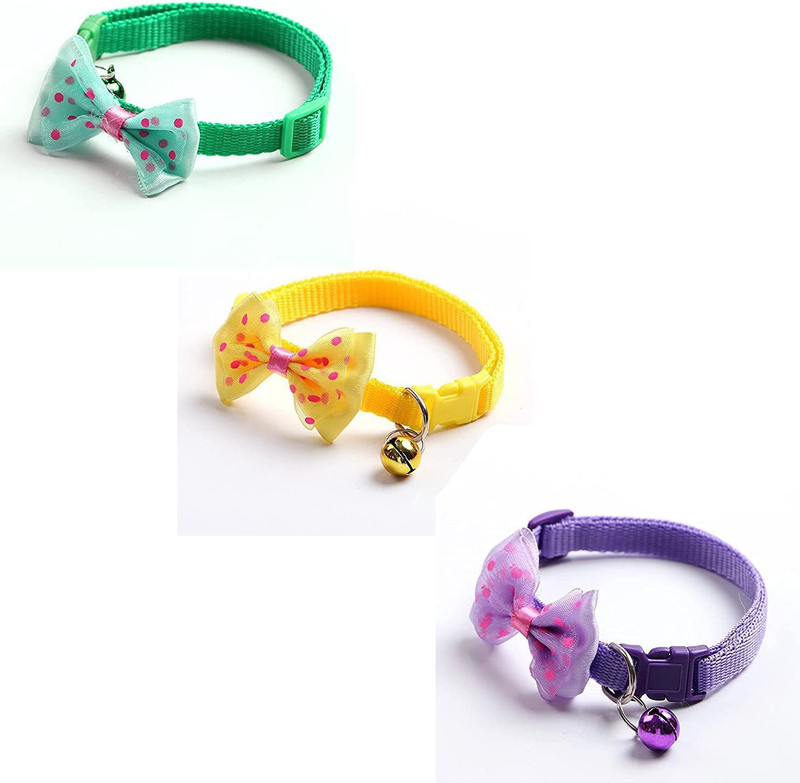 Rvpaws Breakaway Bowtie Cat Collar for Dog, Pack of 3 Bell Dog & Cat Collar Charm(Color May Vary, Round)