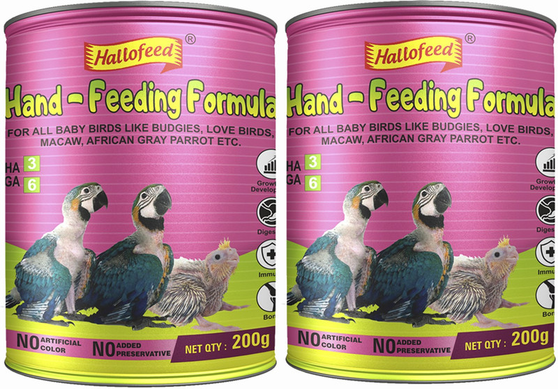 Hallofeed Hand Feeding Formula for Baby Bird Food-200gm 0.2 kg Dry New Born Bird Food