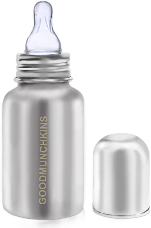 Goodmunchkins Stainless Steel Feeding Bottle-304 Grade Steel /Jointless /No Leak - 300(Silver)