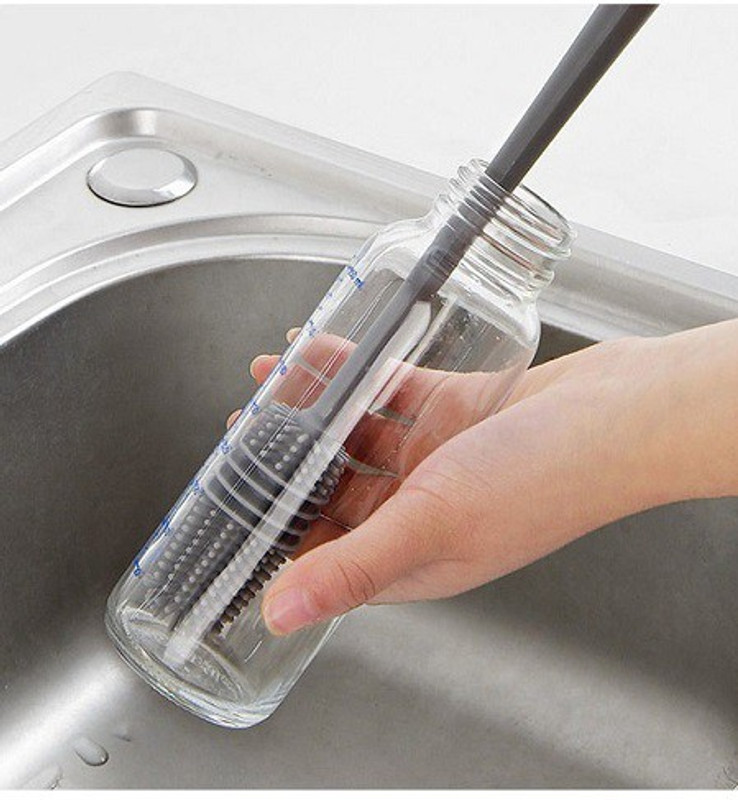 Mercie Silicone TPR made Bristles Baby Bottle Cleaning Soft Brush(Multicolor)