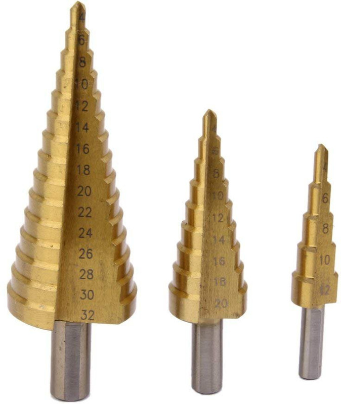 Rangwell HSS High Speed Steel Drill dit Set Titanium Step Metal Sheet, 3-12m4-12m/4-20m 3pcs set