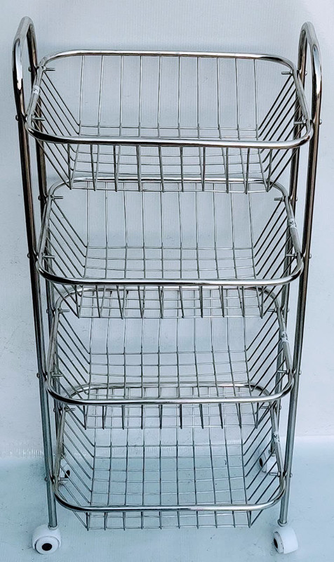 tsw TSW Stainless Steel 4 Shelf Fruit and Vegetable Kitchen Trolley with Wheels Stainless Steel Kitchen Trolley(DIY(Do-It-Yourself))