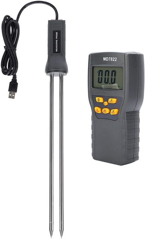 thermomate MD7822 Digital Grain Moisture Meter Wheat Corn Rice LCD MD7822 Pin-Type Digital Moisture Measurer(300 mm)