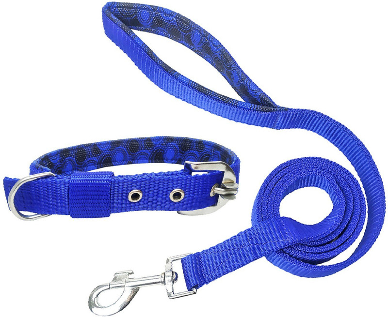 Modern Pets House 1 Inch Padded Collar Leash For Large Dogs (Large ,Blue) Dog Collar & Leash(Large, Blue)