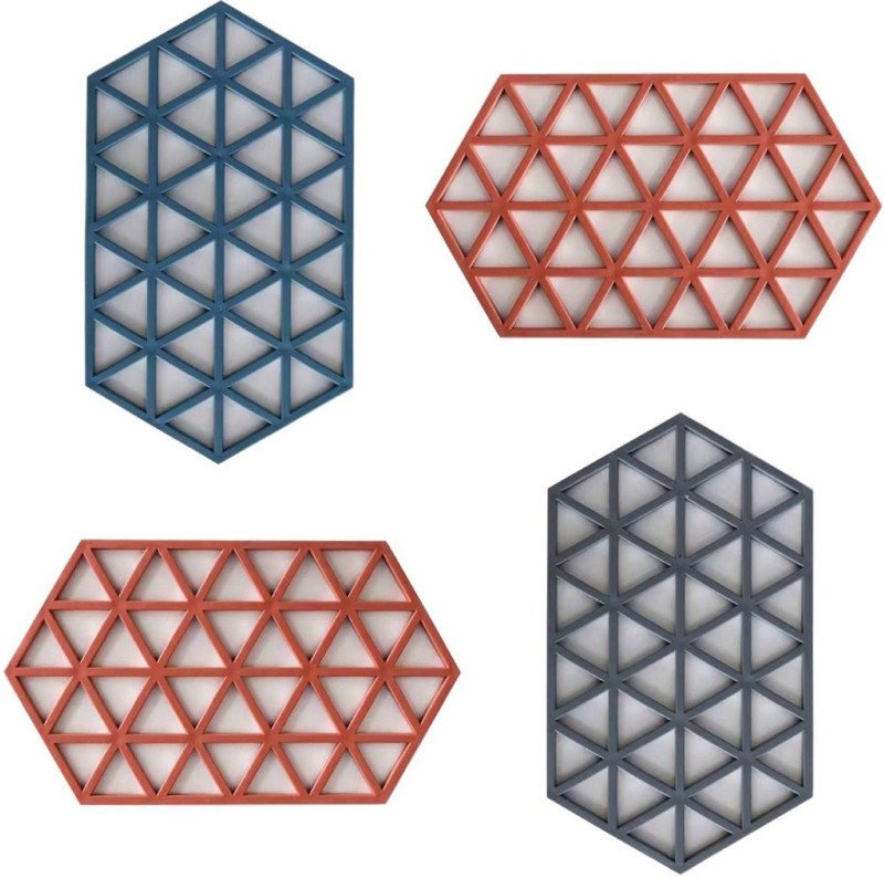 HENIJ Silicone Trivets Mat, Dishwasher Safe, Non-Slip Mat (Random Pattern & Color Polyvinyl Chloride Trivet(Pack of 4)