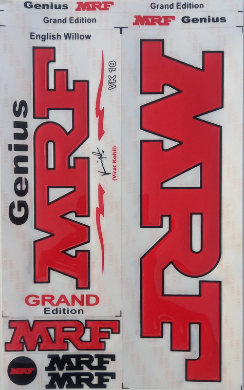COTTONTAIL 3D MRF Grand VK-18 Edition | Embossed Cricket Bat Sticker(Red)