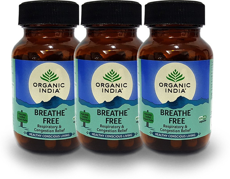 ORGANIC INDIA Breathe Free 60 Capsules Bottle- (Pack Of 3)(Pack of 3, 180 Capsules)