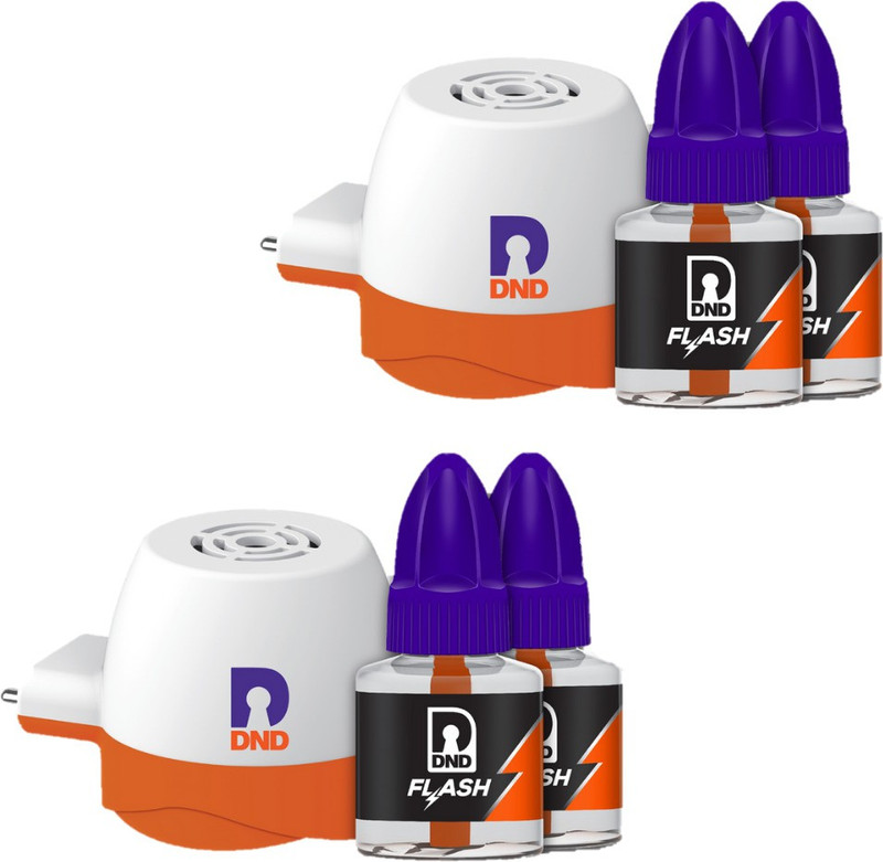 DND Flash Mosquito Repellent Refill |3X Turbo Power|Combo 4 Refills & 2 Machine | Mosquito Vaporiser(1 Unit 4 Refill)