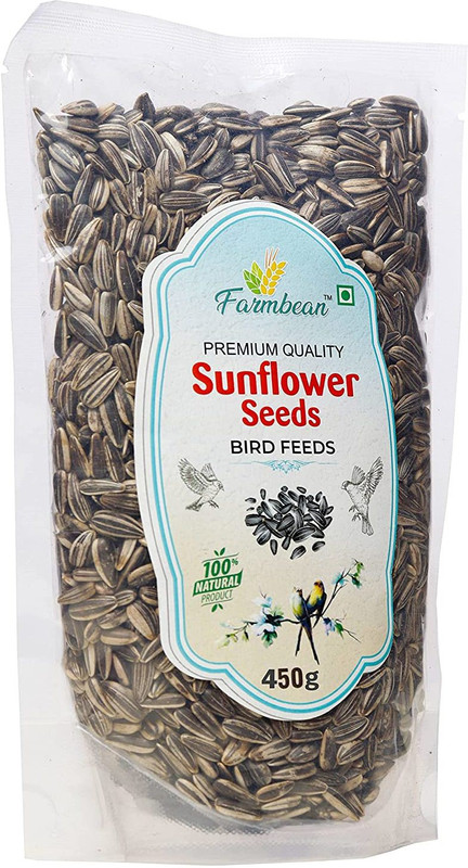 Farmbean Sunflower Seeds Bird Food for Conures, African Grey, Macaws, Cockatoo bird food 0.45 kg Dry Adult, Senior, Young Bird Food
