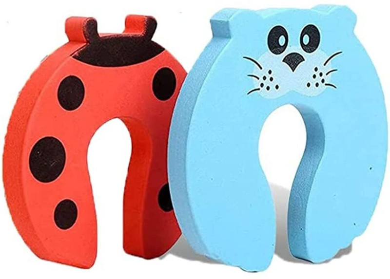 YANCI Cartoon Animal Baby Finger Pinch Guard, Soft Foam Door Stopper (Pack of 2)(Multicolor)