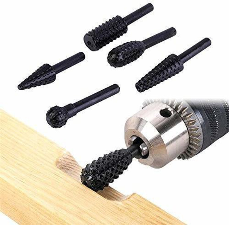 KARTCITY Drill Bits Set Wood Carving File Rasp Drill Bit of 5 Pcs 1/4" 6mm Shank Tool Drill Bits Set Wood Carving File Rasp Drill Bit of 5 Pcs 1/4" 6mm Shank Tool