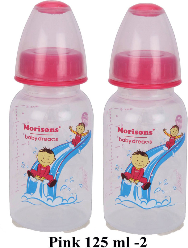 Morisons Designer Feeding Bottle 125 Ml pack of 2 Pink - 125 ml(Pink)