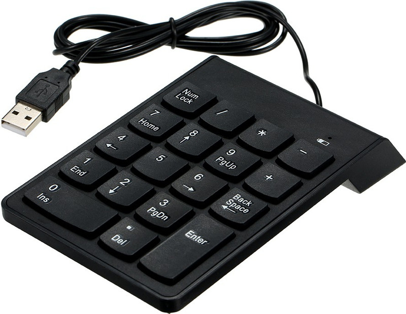 D25 Wired Number Keyboard Slim Mini Numeric keyboard pad 18 Keys for Laptop Notebook Wired USB Handheld Laptop Keyboard Compatible with Desktop, Laptop, Mac(Black)