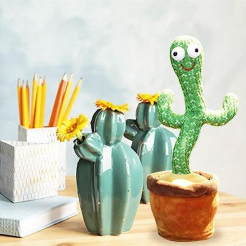 F A S T F R I E N D S Colorful Glowing Talking Toy Repeating What You Say Cactus Toys 15s recording S(Multicolor)