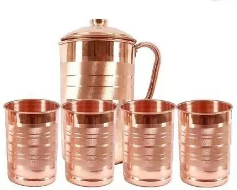 FINGERTIP 2 Liter Copper Jug 4 Glass 250 ML Jug Glass Set(copper)