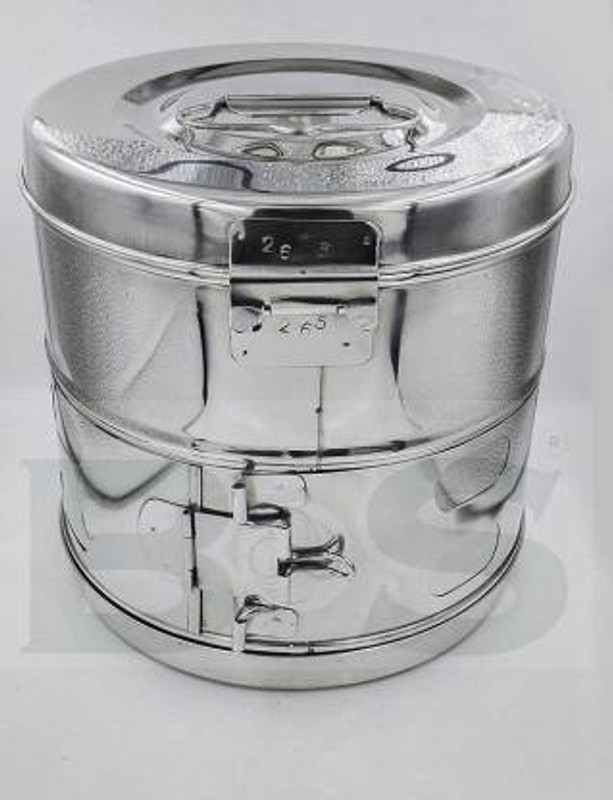 BOS MEDICARE Surgical Dressing Drum Surgical Dressing Drum ( 11x5 Inches) stainless steel large 4.5 L Drum(Silver, Pack of 1)